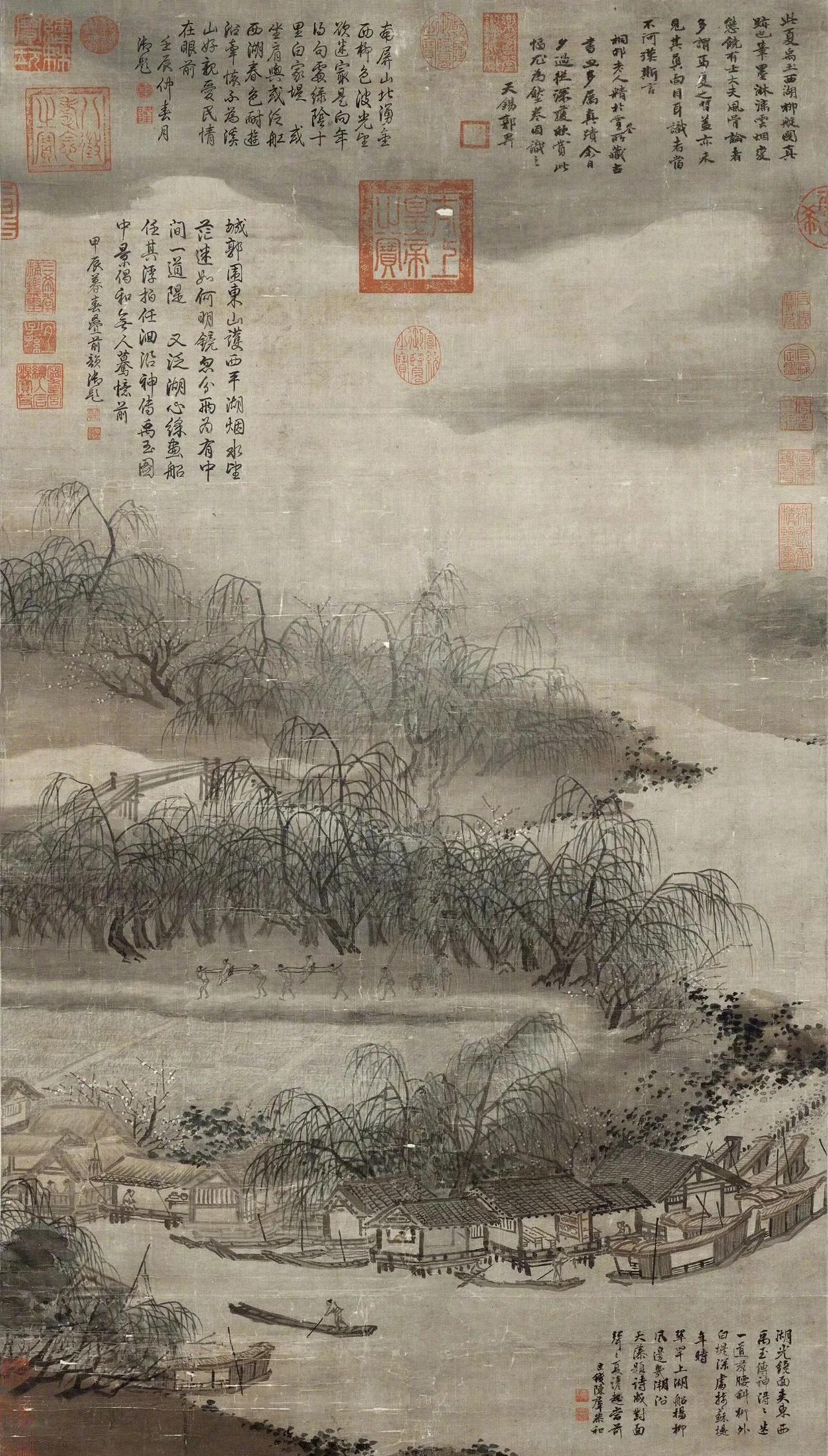 夏圭 西湖柳艇图