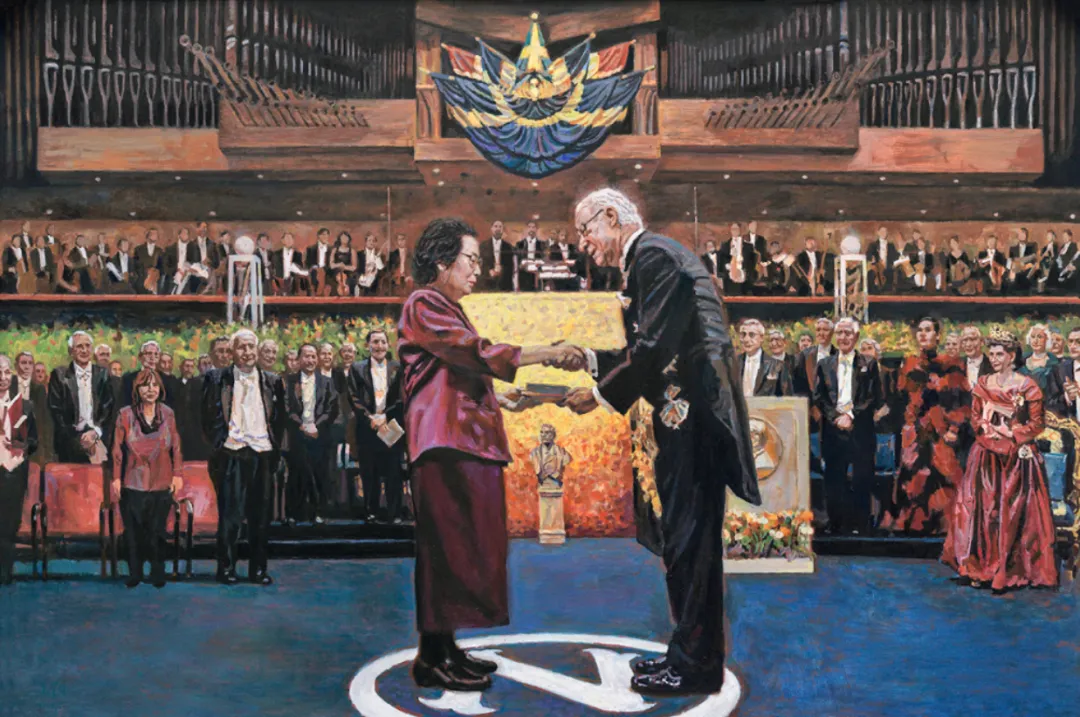 包泽伟油画《屠呦呦获诺贝尔奖》