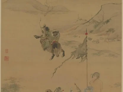 仇英《秋原猎骑图》